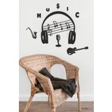 UNT Music Duvar Dekoru-süsü, Ahşap Dekoratif Tablo Siyah 49 x 49 UNTNM442