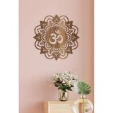 Unt Om Mandala Kutsal Geometri Duvar Dekoru-Süsü, Ahşap Dekoratif Tablo Ceviz 48 X 48