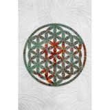 Unt Renkli Yaşam Çiçeği Kutsal Geometri Duvar Dekoru-Süsü, Ahşap Dekoratif Tablo Renkli Baskı 48 X 48
