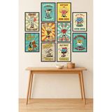 Unt Retro Kahve Temalı 10’Lu Duvar Dekoru Poster Seti Çok Renkli 15 X 20