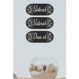 UNT Sabret, Şükret, Dua Et Duvar Dekoru-süsü, Ahşap Dekoratif Tablo -2 Siyah 60 x 60 UNTNM460