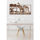UNT Safari Afrika Temalı 3 lü Ahşap Tablo CEVİZ 48 x 99 UNTNM162