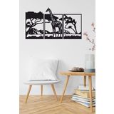 UNT Safari Afrika Temalı 3 lü Ahşap Tablo SİYAH 48 x 99 UNTNM160