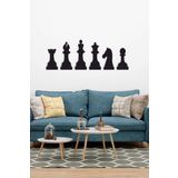 UNT Satranç Taşları 6 Parça Duvar Dekoru Tablo Siyah 30 x 55 UNTNM180