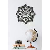 Unt Sri Yantra Mandala Kutsal Geometri Duvar Dekoru-Süsü, Ahşap Dekoratif Tablo - 2 Siyah 48 X 48