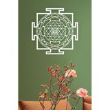 Unt Sri Yantra Mandala Kutsal Geometri Duvar Dekoru-Süsü, Ahşap Dekoratif Tablo - 3 Beyaz Beyaz 48 X 48