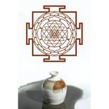 Unt Sri Yantra Mandala Kutsal Geometri Duvar Dekoru-Süsü, Ahşap Dekoratif Tablo - 3 Kahverengi Kahverengi 48 X 48