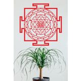 UNT Sri Yantra Mandala Kutsal Geometri Duvar Dekoru-Süsü, Ahşap Dekoratif Tablo - 3 KIRMIZI