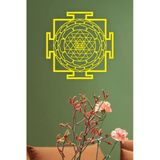 Unt Sri Yantra Mandala Kutsal Geometri Duvar Dekoru-Süsü, Ahşap Dekoratif Tablo - 3 Sarı Sarı 48 X 48