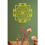 UNT Sri Yantra Mandala Kutsal Geometri Duvar Dekoru-Süsü, Ahşap Dekoratif Tablo - 3 SARI