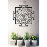 UNT Sri Yantra Mandala Kutsal Geometri Duvar Dekoru-Süsü, Ahşap Dekoratif Tablo - 3 Siyah 48 x 48 UNTNM483