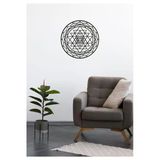 Unt Sri Yantra Mandala Kutsal Geometri Duvar Dekoru-Süsü, Lazer Kesim, Ahşap Dekoratif Tablo, -020 Siyah 48 X 48