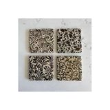 Unt Taş Bardak Altlığı Stone Coasters 4Lü Set Renkli Baskı 10 X 10 Teşhir