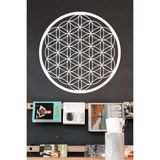 UNT Yaşam Çiçeği Kutsal Geometri Duvar Dekoru Süsü Ahşap Dekoratif Tablo Beyaz - 48 x 48 cm
