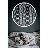 UNT Yaşam Çiçeği Kutsal Geometri Duvar Dekoru - Süsü, Ahşap Dekoratif Tablo BEYAZ 48 x 48 UNTNM500