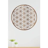 UNT Yaşam Çiçeği Kutsal Geometri Duvar Dekoru - Süsü, Ahşap Dekoratif Tablo CEVİZ 48 x 48 UNTNM498