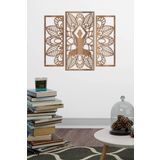 UNT Yoga Temalı Mandala Duvar Dekoru 3 lü Tablo KAHVERENGİ 48x55 UNTNM218