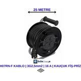 Üntel H07RN-F Makaralı Uzatma Kablosu | 3×2,5 Mm² | 16A | Elektrikli Araç Şarjı Için En Doğru Uzatma Kablosu - Siyah - 25 METRE