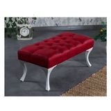 Ünüvar Konsept Dekoratif Dikdörtgen Puf Bench - Bordo - Kırmızı