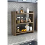 Ünüvar Konsept Gardenya Home Ceviz Renk 3 Katlı Modern Ahşap Mdf Tezgah Üstü Mutfak Baharatlık Rafı
