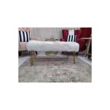 Unuvar Konsept Pelus Puf Bench - Beyaz
