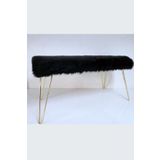 Ünüvar Konsept Puf & Benç 45*100-Gold Ayak Dökülmez Peluş Siyah
