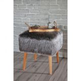 Ünüvar Konsept Puf & Benç 45*45-Ahşap Ayak Dökülmez Peluş Antrasit