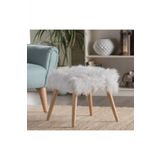 Ünüvar Konsept Puf & Benç 45*45-Ahşap Ayak Dökülmez Peluş Beyaz K1