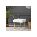Ünüvar Konsept Puf & Benç 45*45-Gold Ayak Dökülmez Peluş Beyaz