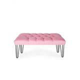 Ünüvar Konsept Puf & Benç 45*90-Metal Siyah Ayak Silenebilir Kumaş Pembe K1