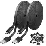 Uogw WyzeCam, Wyze Kamera Tavası, NestCam İç Mekan, Blink, Amazon Bulut Kamerası, USB'den Mikro USB'ye Dayanıklı Şarj ve Veri Senkronizasyon Kablosu (Siyah) ile Uyumlu 2 Paket 20FT Güç Uzatma Kablosu