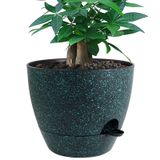 UOUZ 12" Büyük Kendinden Sulamalı Saksılar, 66 Oz Çıkarılabilir Derin Hazneli Plastik Saksılar ve İç Mekan Dış Mekan Bahçe Bitkileri ve Çiçekleri için Çok Mesh Drenaj Delikleri, Yeşil Benekli Siyah