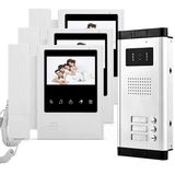 Uoweky 10,9 Cm (4,3 İnç) Görüntülü Kapı İnterkom Sistemi, Kablolu Görüntülü Kapı İnterkom Sistemi, 700Tvl Ir Gece Görüş Kamerası + Ev/Apartmanlar İçin 3 İç Mekan Monitörleri