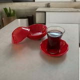 Up Home 12 Adet Çay Tabağı Bardak Altlığı Kırılmaz Plastik - Açık Kırmızı