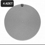 Upeka 4'lü Jütip Supla Yuvarlak Amerikan Masa Servis Gri Renk 28X28CM - 28 x 28 cm