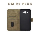 UPEKA Kılıf Kumaş Desenli Cüzdanlı Standlı Kapaklı Kılıf Bej Geeneral Mobile GM 22 Plus ile uyumlu
