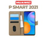 UPEKA Kılıf Kumaş Desenli Cüzdanlı Standlı Kapaklı Kılıf Bej Huawei P Smart 2021 ile uyumlu