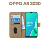 UPEKA Kılıf Kumaş Desenli Cüzdanlı Standlı Kapaklı Kılıf Bej Oppo A9 2020 ile uyumlu