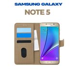 UPEKA Kılıf Kumaş Desenli Cüzdanlı Standlı Kapaklı Kılıf Bej Samsung Galaxy Note 5 ile uyumlu