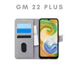 UPEKA Kılıf Kumaş Desenli Cüzdanlı Standlı Kapaklı Kılıf Gri Geeneral Mobile GM 22 Plus ile uyumlu