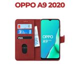 UPEKA Kılıf Kumaş Desenli Cüzdanlı Standlı Kapaklı Kılıf Kırmızı Oppo A9 2020 ile uyumlu