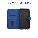 UPEKA Kılıf Kumaş Desenli Cüzdanlı Standlı Kapaklı Kılıf Lacivert General Mobile Gm5 Plus ile uyumlu