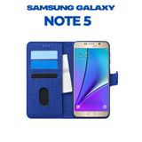 UPEKA Kılıf Kumaş Desenli Cüzdanlı Standlı Kapaklı Kılıf Lacivert Samsung Galaxy Note 5 ile uyumlu