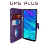 UPEKA Kılıf Kumaş Desenli Cüzdanlı Standlı Kapaklı Kılıf Mor General Mobile Gm5 Plus ile uyumlu