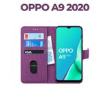 UPEKA Kılıf Kumaş Desenli Cüzdanlı Standlı Kapaklı Kılıf Mor Oppo A9 2020 ile uyumlu