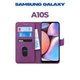 UPEKA Kılıf Kumaş Desenli Cüzdanlı Standlı Kapaklı Kılıf Mor Samsung Galaxy A10s ile uyumlu