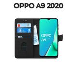 UPEKA Kılıf Kumaş Desenli Cüzdanlı Standlı Kapaklı Kılıf Siyah Oppo A9 2020 ile uyumlu