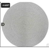 Upeka Yuvarlak Jüt Amerikan Servis Altlığı 28 cm Gri Masa Dekoratif Yemek Sunum Matı 4 Adet - 28 x 28 cm