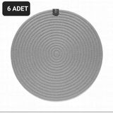 Upeka Yuvarlak Jüt Amerikan Servis Altlığı 28 cm Gri Masa Dekoratif Yemek Sunum Matı 6 Adet - 28 x 28 cm