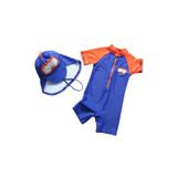 UPF50+ Güneş korumalı scubadiver dalgıç desenli şirin mavi erkek çocuk mayo şapka set saks mavi 1-2 Yaş